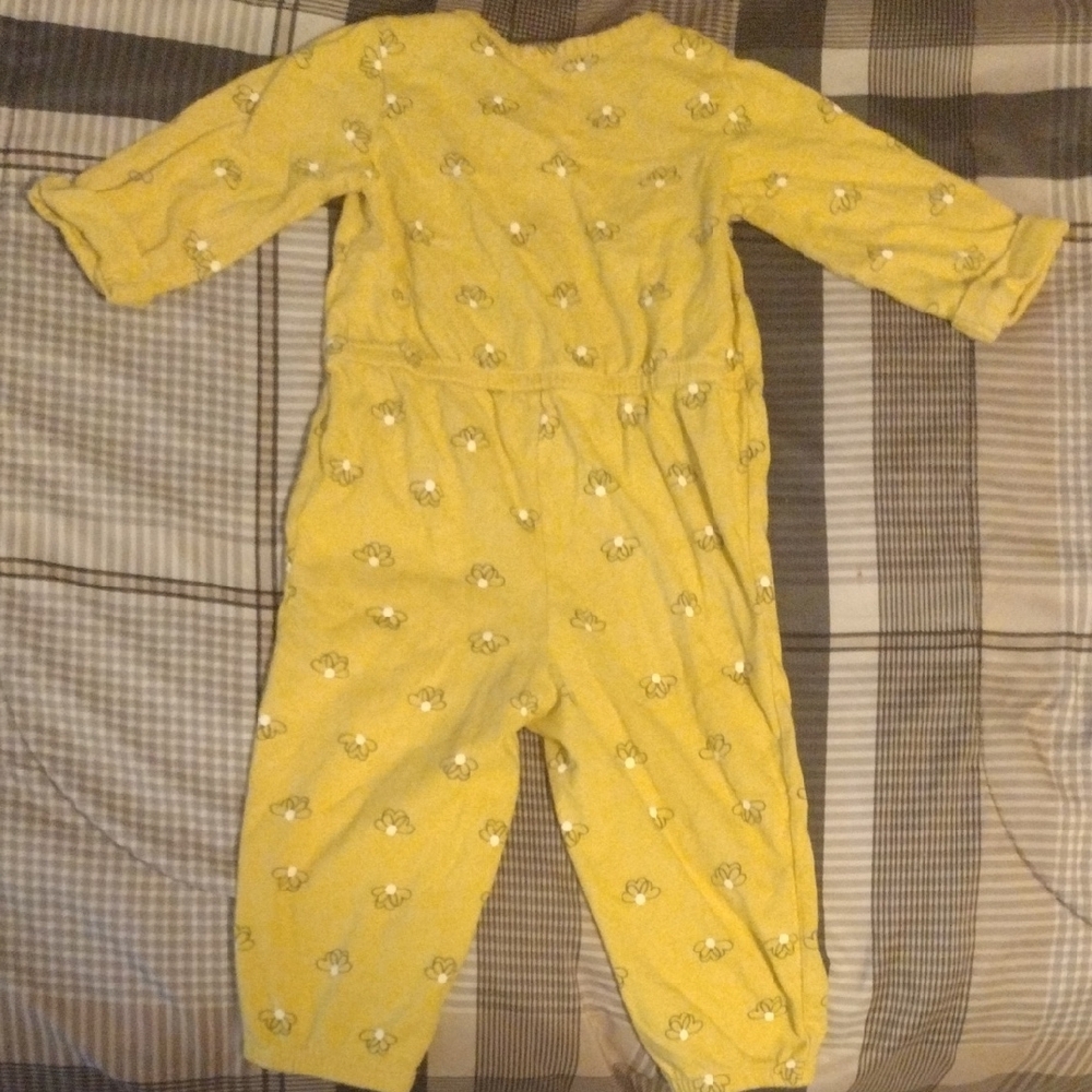 Carter's Yellow Bee-Print Long Sleeve Footed One-Piece - Picture 6 of 7